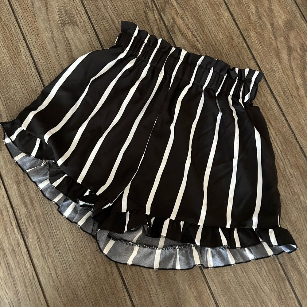 Gray and white striped shorts